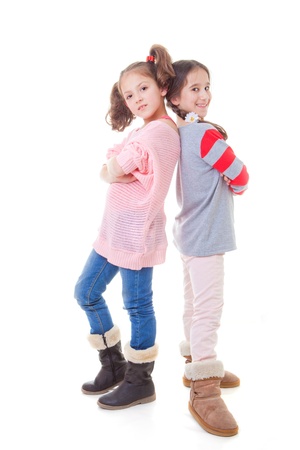 fashion kids happy smiling girl friendsの写真素材