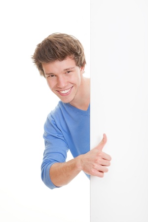 positive person with thumbs up at copyspaceの写真素材