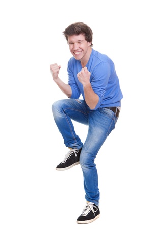 happy young person celebrating success の写真素材