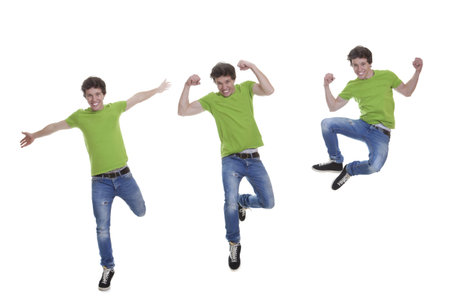 happy, fit, healthy confident smiling teen jumping