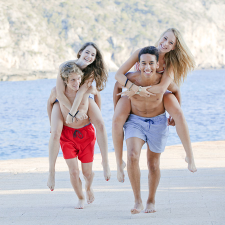 piggyback teens summer camp gamesの写真素材