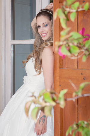 pretty woman dressed for party, prom or graduationの写真素材