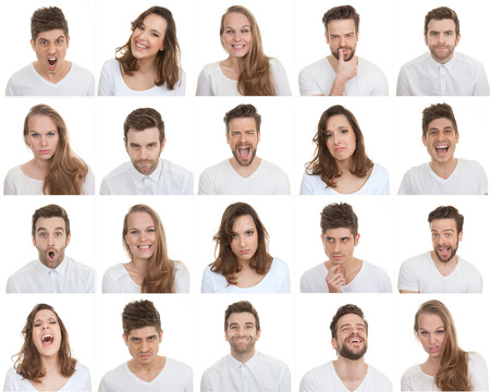 set of different male and female faces, facial expressions set of different male and female faces, facial expressions