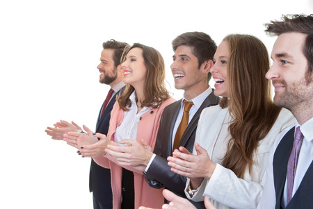 business team group applauding in meetingの写真素材