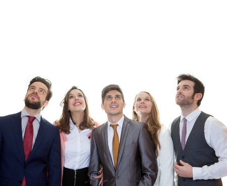 groupof business people looking up to future.の写真素材