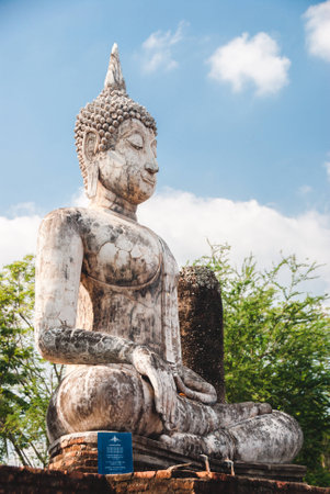Statue of Buddha in Sukhothai historical parkの写真素材