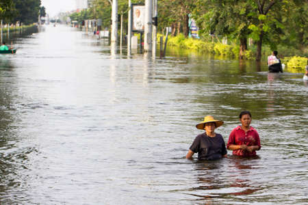 heavy flooding in thailandのeditorial素材