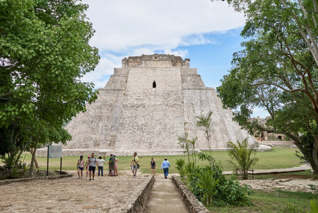 Yucatan, Mexico - June 2, 2015: The pyramid of fortune teller, Uxmal, Ruins