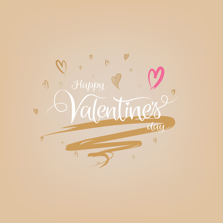 Happy valentines day greeting card with typography art brush hand drawing lettering style, Vector illustrationのイラスト素材
