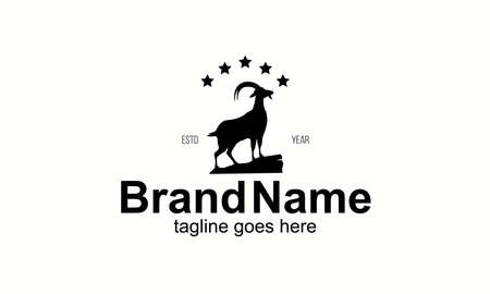 Logo of Native Goat Standing on Top of a Rock Mountainのイラスト素材