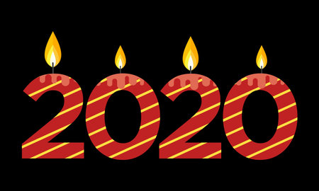 2020 Christmas Candle Dark Background Vector Template