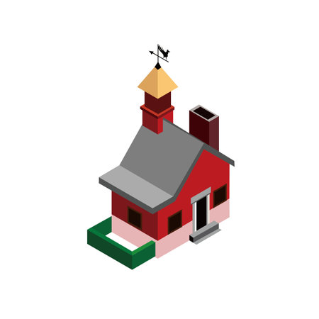 Barn Isometric Flat icon Illustration Isolated in White Backgroundのイラスト素材