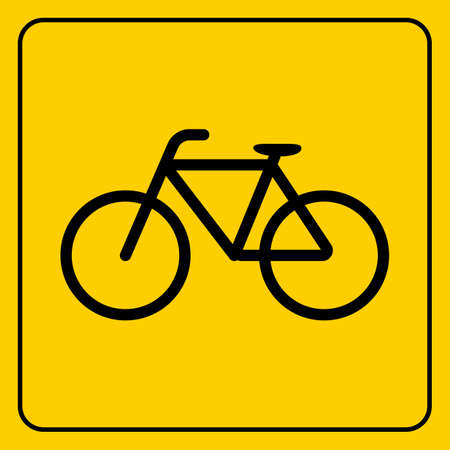 Bicycle Yellow Sign Sticker Road Cycling Laneのイラスト素材
