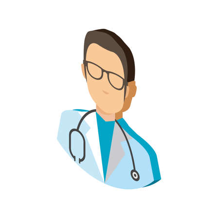Doctor Avatar Isometric Flat Icon Illustration Isolated in Whiteのイラスト素材