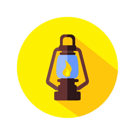 Fire Lantern Flat Icon Illustration Isolated in Whiteのイラスト素材