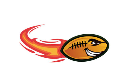 Flaming Rocket Footbal Rugby Logo Mascot Illustrationのイラスト素材