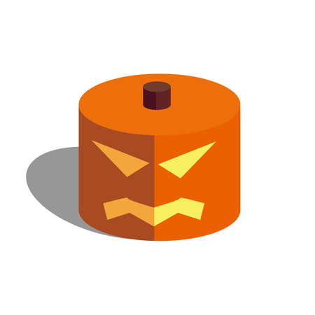 Haloween Pumpkin Isometric Flat icon Illustration Isolated Whiteのイラスト素材