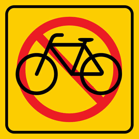 NO Bicycle Allowed Yellow Road Lane Sticker Signのイラスト素材
