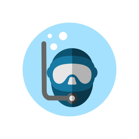 Ocean Diver Flat Icon Illustration Isolated White Backgroundのイラスト素材