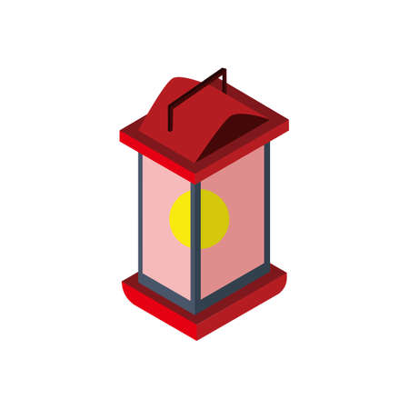 Red Lantern Isometric Flat Icon Illustration Isolated in Whiteのイラスト素材
