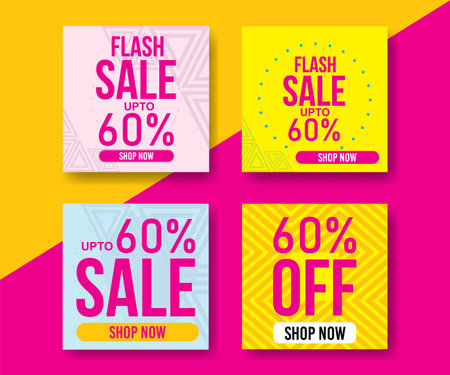 Set of Square Promotional Banner Design Template