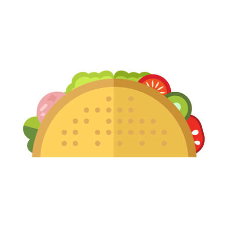 Tacos Flat Icon Vector Illustration Fast Food Elementのイラスト素材