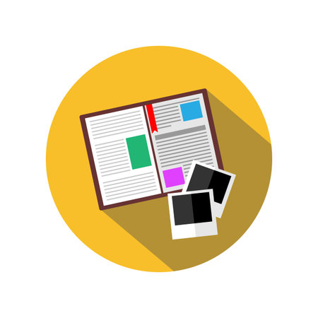 Travel Journal and Photo Flat Icon Illustration Isolated White