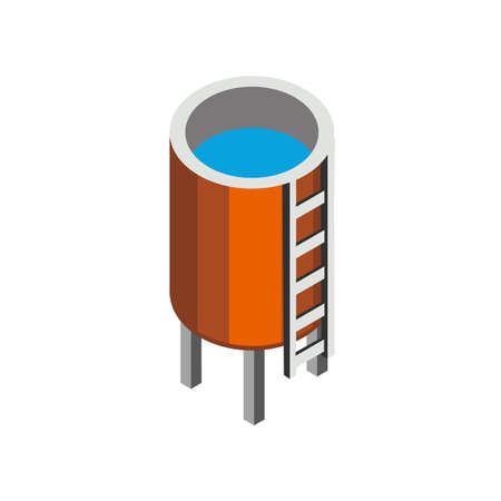 Water Tower Isometric Building Element Isolated in Whiteのイラスト素材