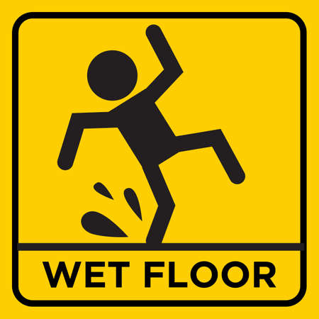 Wet Floor Printable Yellow Warning Sticker Signのイラスト素材