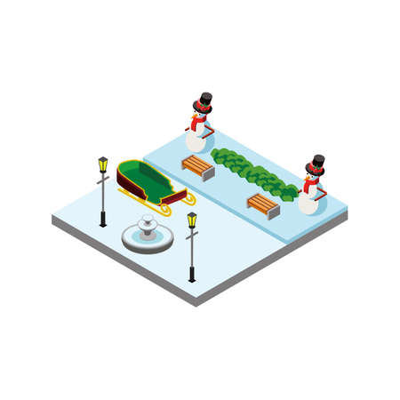 Winter Park with a Christmas Chart Isometric Flat Icon Illustrationのイラスト素材
