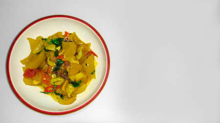 Stir Fry Krecek a Javanese Indonesia Food Top View With Space For Textの写真素材