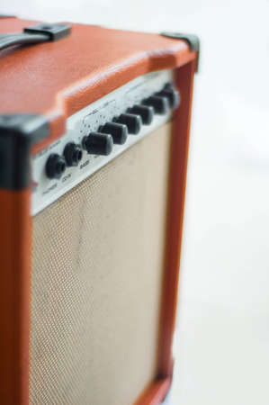 Orange Color Guitar Amplifier Close Up Zoom In Perspective Viewの写真素材