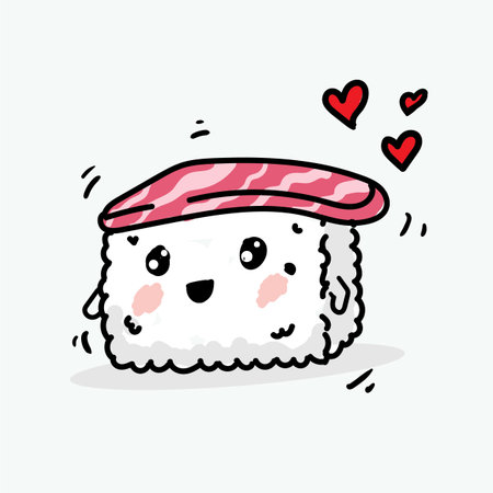 Rice Shrimp Sushi Cute Kawaii Vector Illustration Artのイラスト素材