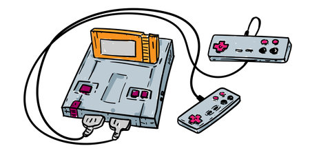 90s Game Console Hand Drawn Sketch Vintage Style