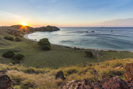 Sunset in Komodo Islandの写真素材