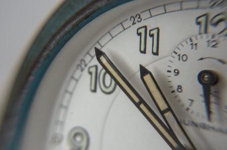 close up vintage alarm clock blueの写真素材