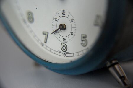 close up vintage alarm clock blueの写真素材