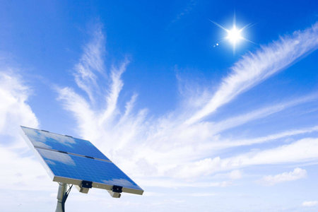 Solar panel in a blue sky