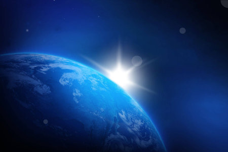 Sunrise from spaceの写真素材