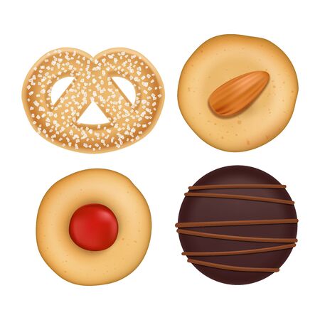Vector Flat Lay Assorted Cookies Collectionのイラスト素材