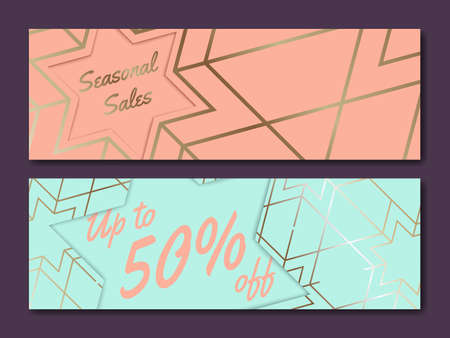 Vector Monochrome David Star or Snowflake Seasonal Pattern Poster, Banner or Greeting Card Template with Paper Craft and Gold Foil Effect.のイラスト素材