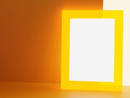 3D Rendering Vibrant Colors Fluorescent or Glowing Acrylic Photo Frame, Message or Announcement...