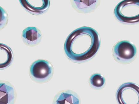 Seamless pattern with multicolored gemstones. 3d rendering, 3d illustration.の写真素材