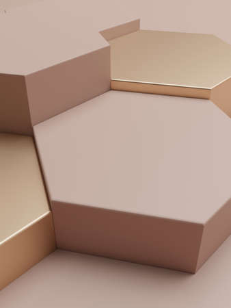 3D Rendering Luxury Product Display Background for Beauty, Health Care, Skincare or Honey Products. Beige, Gold and White.の写真素材