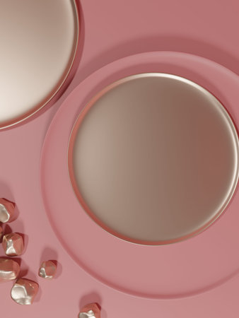 3D Rendering with Water Color Drawing Effect Round Plates Product Display Background for Beauty,...