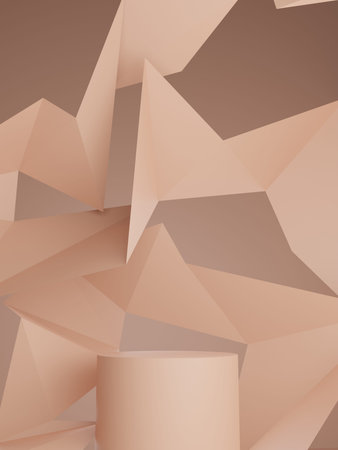 3D Rendering Monochrome Skin Color Minimal Geometric Product Display Background with Platform for...