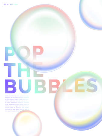 Vector Pastel Iridescent Bubbles Overlapping Background Illustration for Jewelry, Luxury Poster, Card or Invitation.のイラスト素材