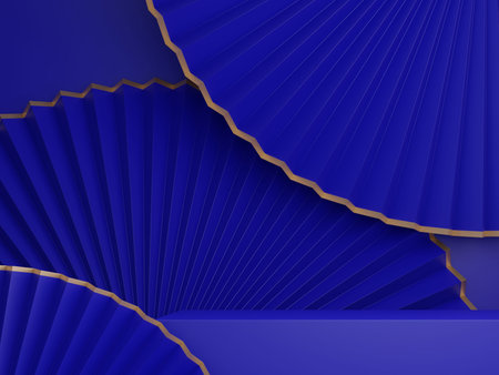 3D Rendering Minimal Chinese, Korean or Japanese Style Paper Fan Studio Shot Product Display...
