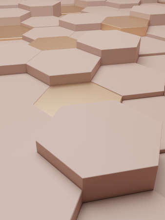 3D Rendering Luxury Product Display Background for Beauty, Health Care, Skincare or Honey Products. Beige, Gold and White.の写真素材