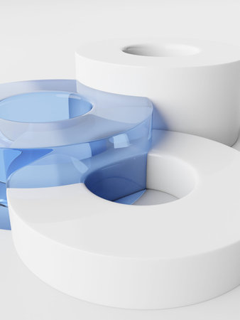 3D Rendering Geometric or Abstract Shape Acrylic Glass Plates or Platforms Product Display...